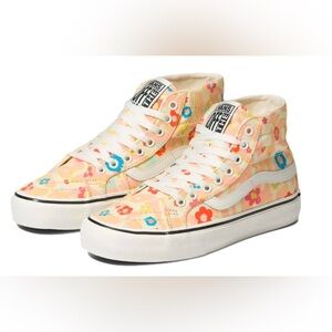 Vans SK8 High Top Shoes Size M 5.5/ W 7 Off the Wall Floral Hippy Sneakers
